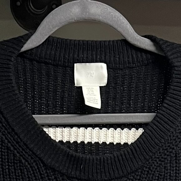 H&M Oversized Cotton Blend Striped Sweater -  2XL - Black & White - Picture 5 of 5